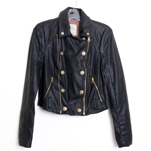 Free People Melrose Vegan Leather Moto Jacket Size XS - Picture 6 of 15